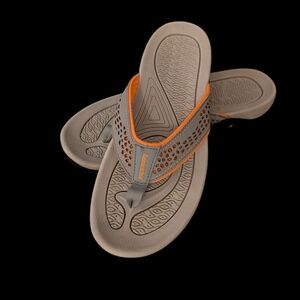 Gray and Orange Flip Flops